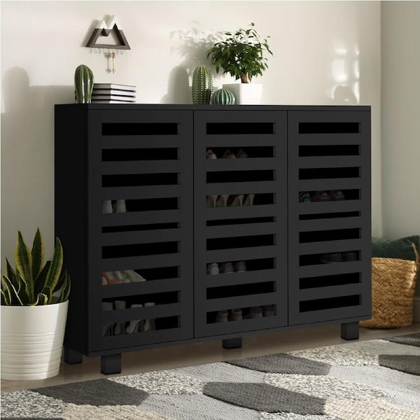 ALFORDSON Shoe Cabinet Rack Organiser 30 Pairs (Black)