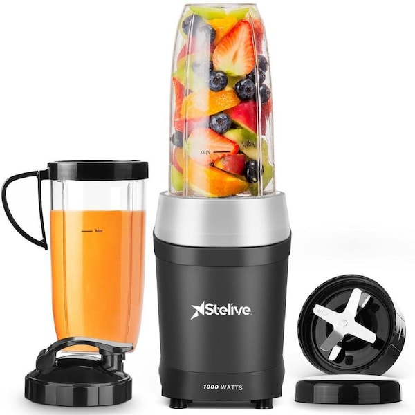 Stelive 1000W Electric Juice Blender Portable Blender Fresh Juice Mixer Smoothie Maker Electric Shakes Juicer Machine (Black)