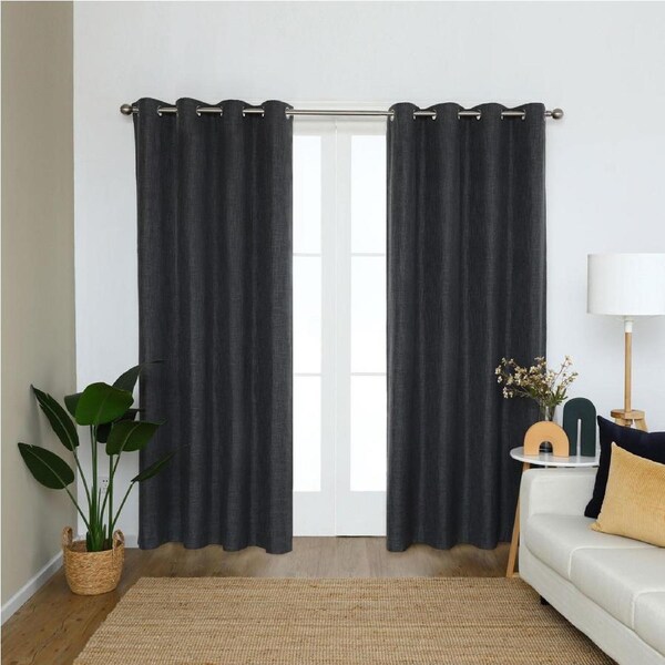 Marlo Eyelet Blockout Curtain (Flint) (W140cm x D223cm)