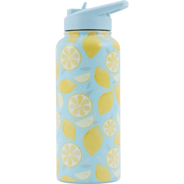 Splosh Sip By Splosh Lemon S/S Insulated Water Bottle w/ Flip Straw Lid 950ml