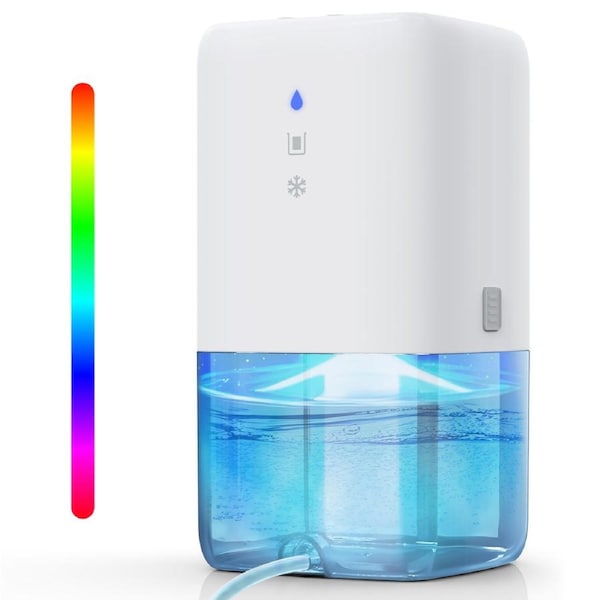 Advwin 1200ml Dehumidifier for Small Room for Home Up to 40M Squre with Automatic Defrost, 7 Color Lights