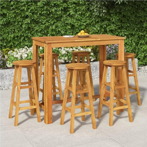 7 Piece Garden Bar Set Solid Wood Acacia vidaXL