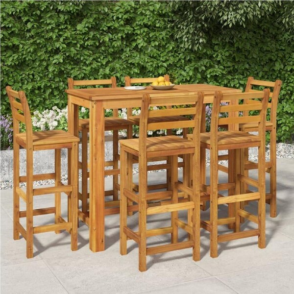 7 Piece Garden Bar Set Solid Wood Acacia vidaXL
