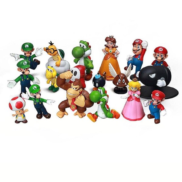 18pcs/lot Mini Super Mario Figures Super Mario Bros Yoshi Daisy Princess Pvc Action Figures