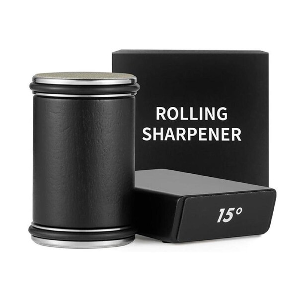 Catzon Tumbler Rolling Knife Sharpener with 15 and 20 Degree Sharpening for Kitchen Knives-Black