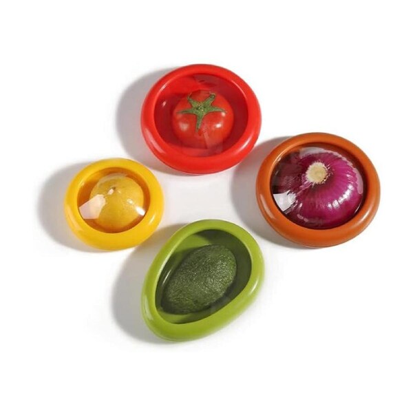 Catzon 4Pcs Fruit and Vegetable Storage Containers Refrigerator Transparent Film Crisper Reusable Set