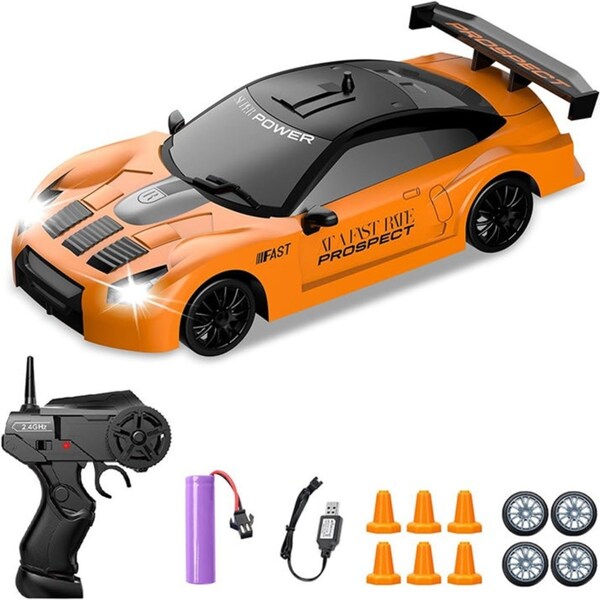 Catzon 1/24 RC 4WD Drift Car 2.4GHz High Speed with Cool Lights for Kids-5