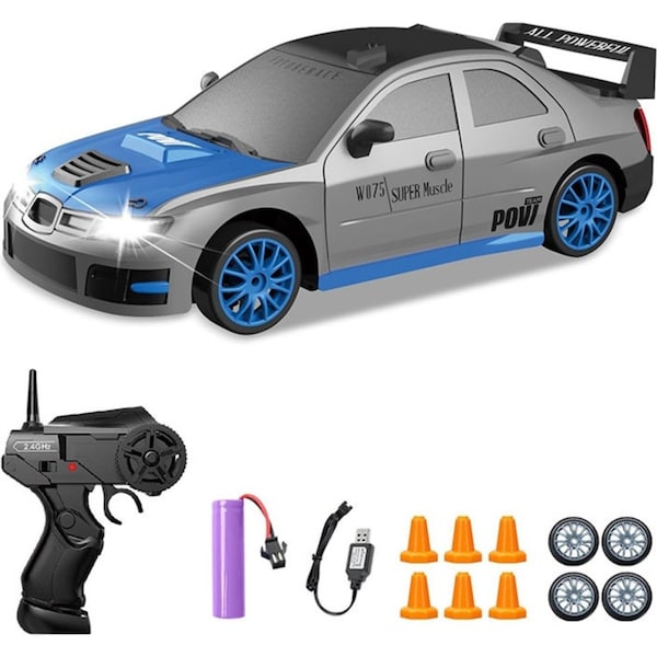 Catzon 1/24 RC 4WD Drift Car 2.4GHz High Speed with Cool Lights for Kids-6