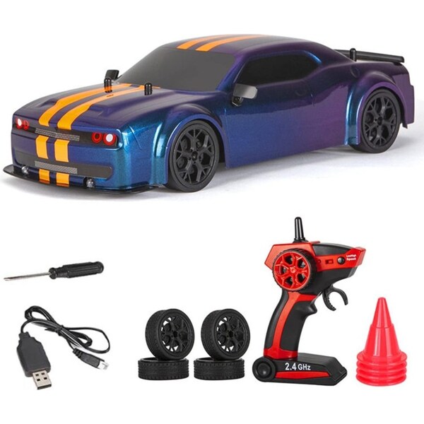 Catzon RC Drift Car 1/14 Scale 30KM/H with Lights + Drift Tires + Racing Tires-Blue