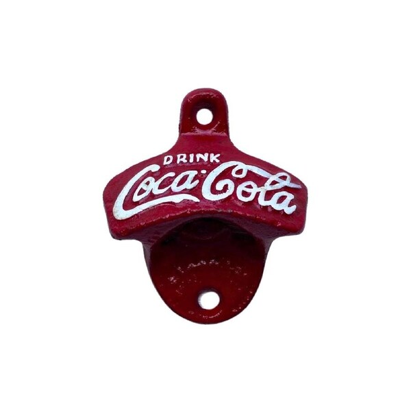 Cast Iron Coca Cola Wall Mount Bottle Opener - Red