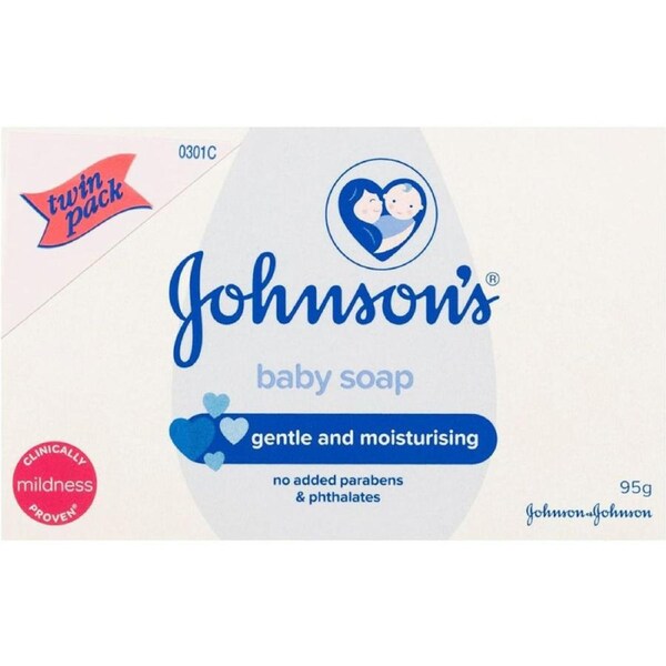Johnson's Baby Gentle Moisturising Baby Soap Bar Twin Pack 2 X 95g- Formulated With Moisturisers - Gently Cleanses & Helps Maintain Healthy Looking Skin