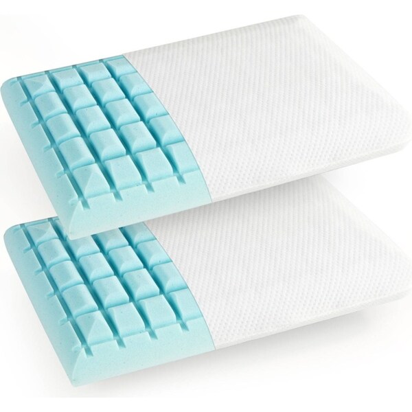 Costway Twin Pack Pillow Resilient Bed Pillow w/Blue Memory Foam Retachable Bed Cushion Back Zipped Wedge Pillow Back Support