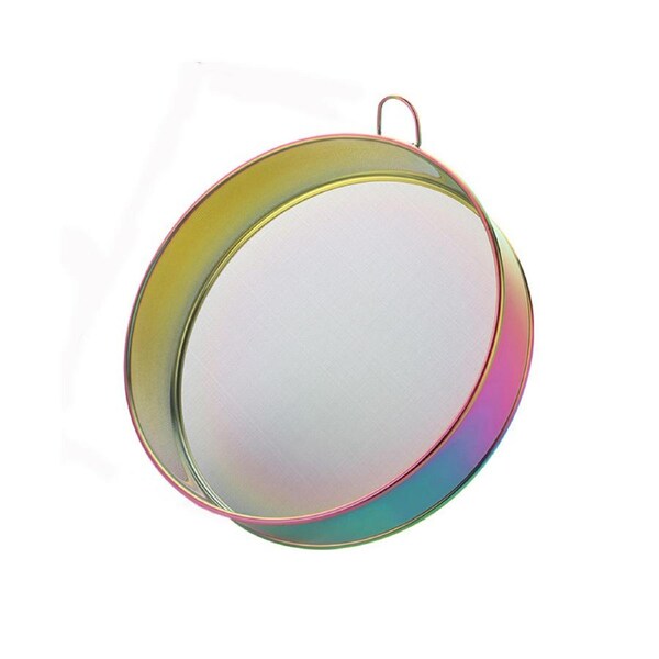 Flour Sieve Anti-rust Portable Lightweight Round Flour Sieve Powder Sifter Mesh Baking Tool for Home Neon