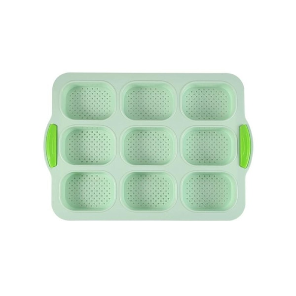 9 Grids Non-stick Bread Baking Tray Anti-deformation Silicone Fashion Bakeware Bread Baking Mold for Indoor Water Green