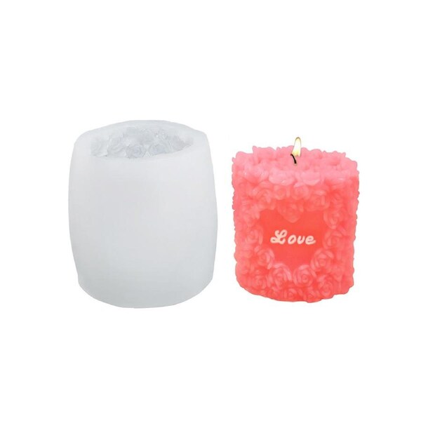 Candle Mould Non-stick Multi-purpose Rose Flower Shape 3D Silicone Aromatherapy Candle Plaster Mold for Home C