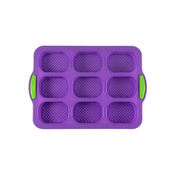 9 Grids Non-stick Bread Baking Tray Anti-deformation Silicone Fashion Bakeware Bread Baking Mold for Indoor Purple