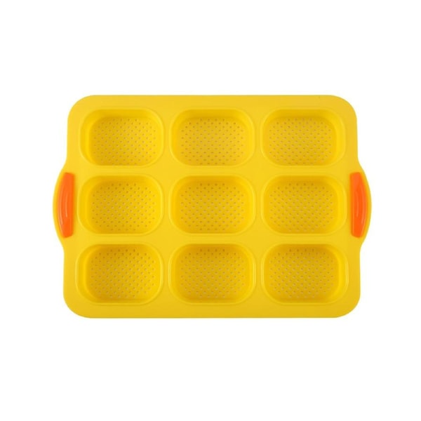 9 Grids Non-stick Bread Baking Tray Anti-deformation Silicone Fashion Bakeware Bread Baking Mold for Indoor Yellow