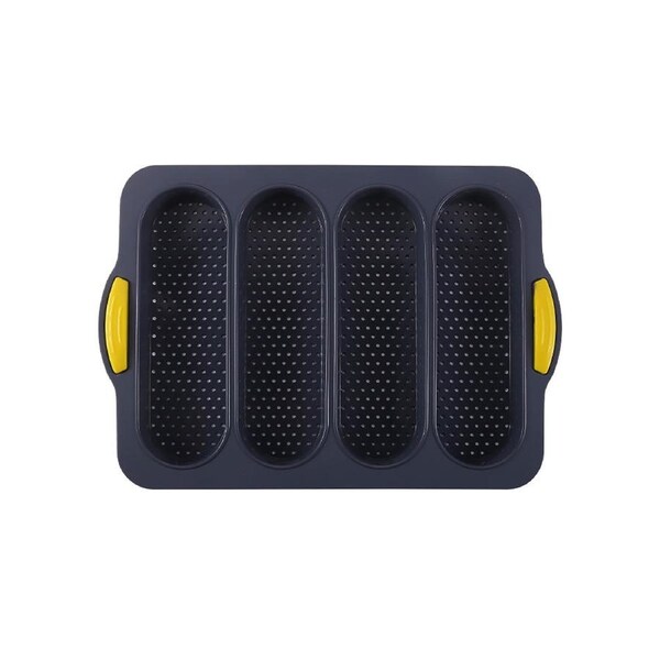 4 Grids Food Grade Baguette Baking Tray Silicone Anti-scalding Bread Baking Mold for Restaurant Grey