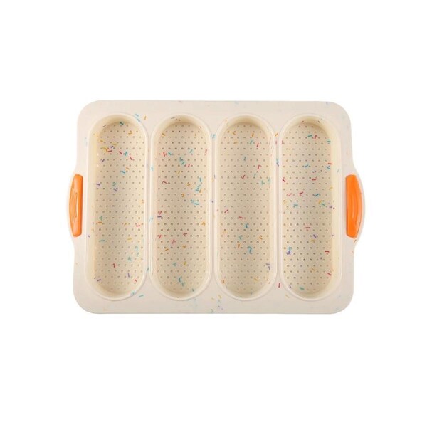 4 Grids Food Grade Baguette Baking Tray Silicone Anti-scalding Bread Baking Mold for Restaurant Multicolor