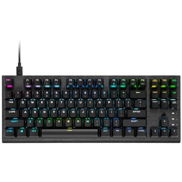 CORSAIR K60 PRO TKL RGB Optical-Mechanical Gaming Keyboard, Backlit RGB LED, CORSAIR OPX, Black
