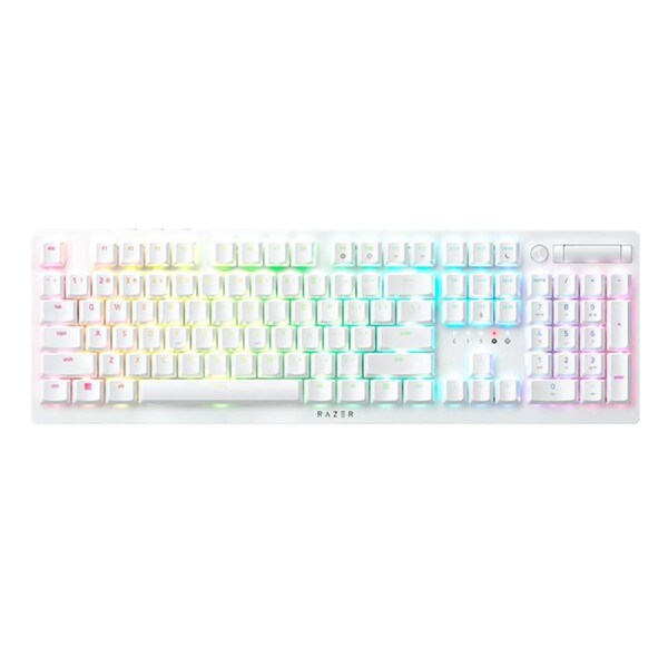 Razer DeathStalker V2 Pro-Wireless Low Profile Optical Gaming Keyboard (Clicky Purple Switch)-White Edition-US Layout