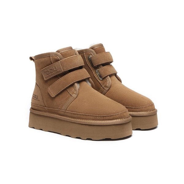 AUSTRALIAN SHEPHERD® UGG Boots Women Sheepskin Wool Hook and Loop Platform Vigour Chestnut / AU Ladies 5 / AU Men 3 / EU 36