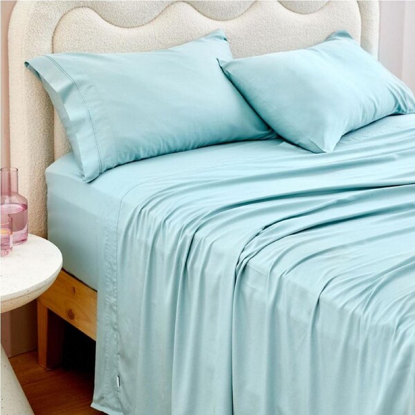 MyHouse Riley Bamboo Cotton Fitted Sheet - Jade - Queen