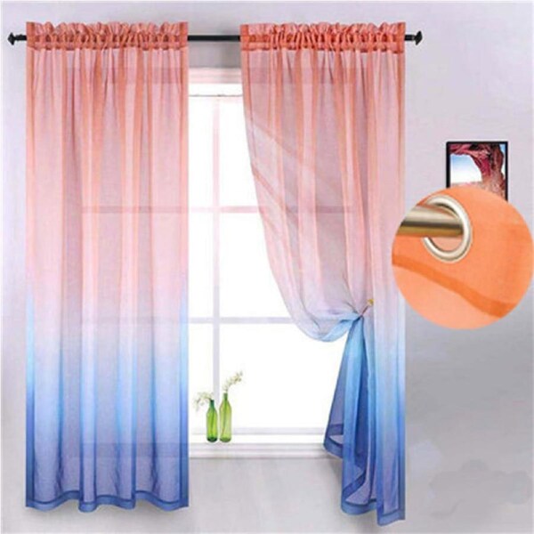 Nevenka 2 Panel Sheer Ombre Curtains Grommet Drapes for Girls Bedroom-OrangeBlue 52W X 84L inch