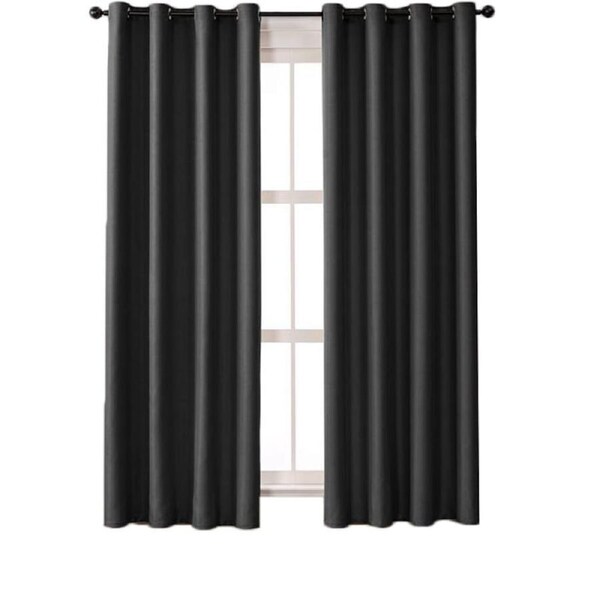 Nevenka 2 Panels Solid Color Blackout Curtains for Living Room-Black 39W X 98L inch