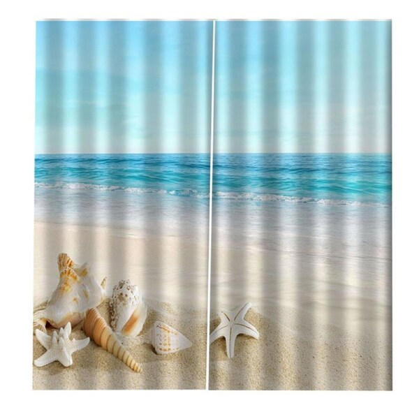 Nevenka 2 Panels Seashell Tropical Beach Bathroom Curtains 140x100cm