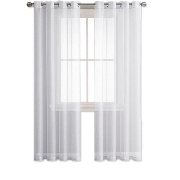 Nevenka 2 Panels Sheer Voile Rod Pocket Elegance Curtains for Living Room Bedroom-White 54W X 84L inch