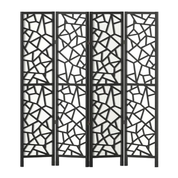 Artiss Clover Room Divider Screen Foldable Wooden Divider 3/4/6/8 Panel 4 Panel - Black