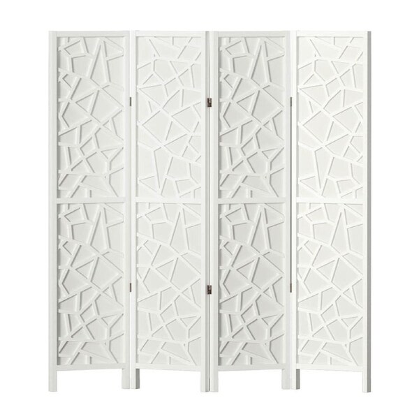 Artiss Clover Room Divider Screen Foldable Wooden Divider 3/4/6/8 Panel 4 Panel - White