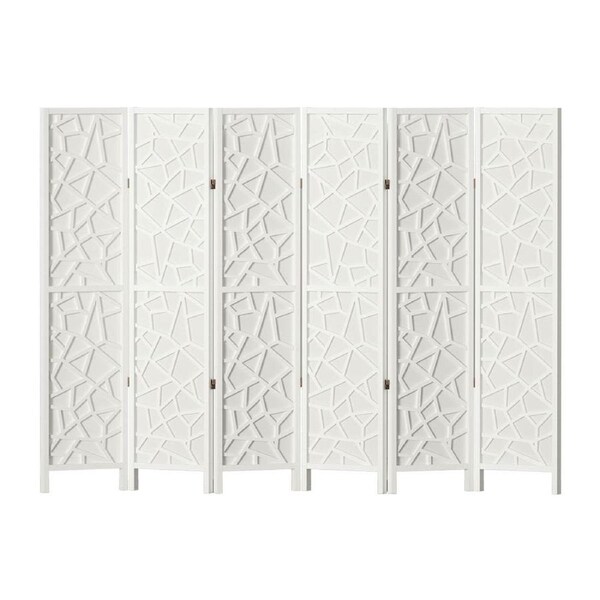 Artiss Clover Room Divider Screen Foldable Wooden Divider 3/4/6/8 Panel 6 Panel - White