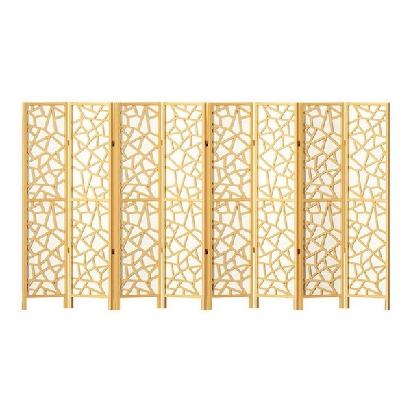 Artiss Clover Room Divider Screen Foldable Wooden Divider 3/4/6/8 Panel 8 Panel - Natural
