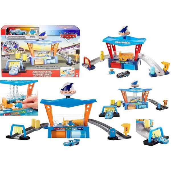 Disney Cars Color Change Dinoco Car Wash Playset Water Play Lightning Mcqueen