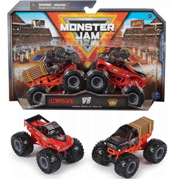 Monster Jam 2 Pack 1:64 Scale Trucks Ages 3+ New Toy Lumberjack Vs Axe
