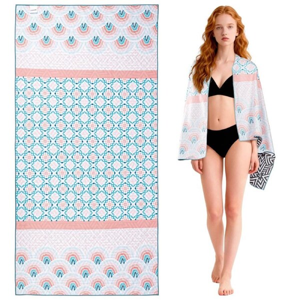 LINENOVA Double-sided Sand Free Beach Towel 80x160cm Microfiber Lightweight Ultra Soft Quick Dry Towels