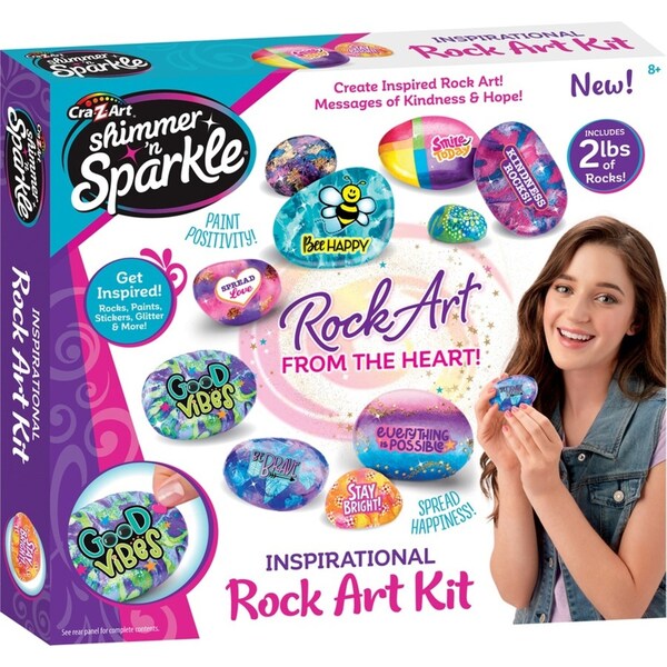 Shimmer 'n Sparkle Kids/Children Inspirational Rock Art DIY Craft Kit Set 8y+