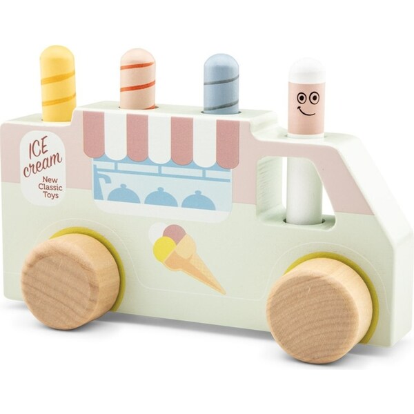 New Classic Toys Kids/Children Pop Up Wooden Ice Cream Truck Play Toy Set 24M+