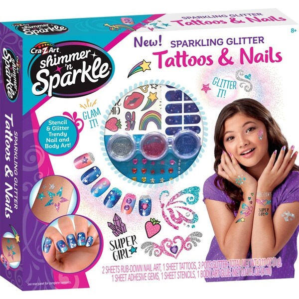 Shimmer 'n Sparkle Kids Ultimate Glitter Tattoos & Nails Fashion Craft Kit 8y+