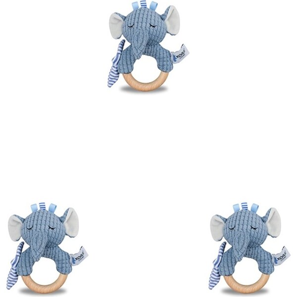 3x Koala Dream Snuggle Buddy Trunks Elephant Wood Baby Ring Rattle Blue 0M+