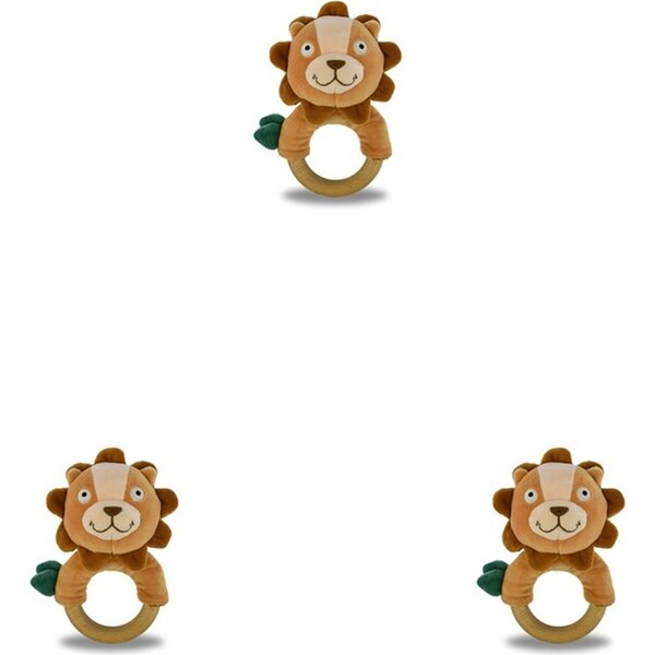3x Koala Dream Snuggle Buddy Hugsworth Lion Wooden Baby Ring Rattle Brown 0M+