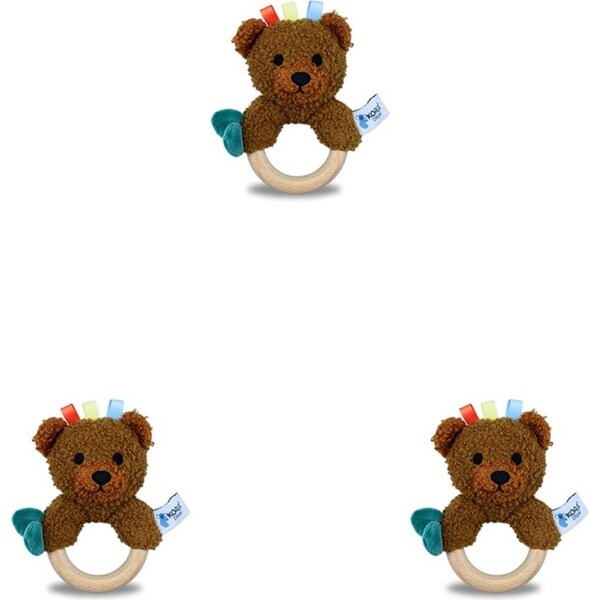 3x Koala Dream Snuggle Buddy Maple Bear Wooden Baby/Infant Ring Rattle Brown 0M+