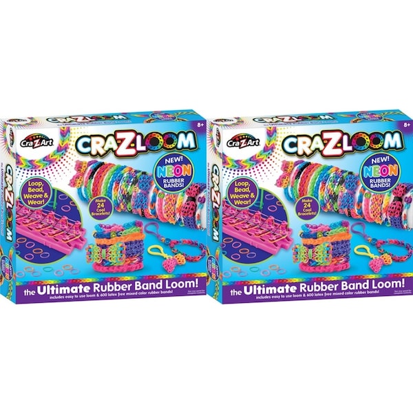 2x Cra-Z-Art Kids/Children Ultimate Rainbow Rubber Band Loom Kit Assorted 8y+
