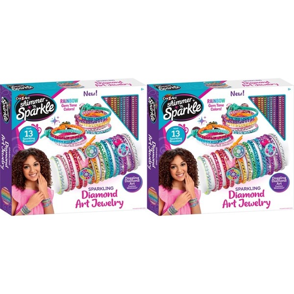 2x Shimmer 'n Sparkle Kids/Childen Sparkling Diamond Art Jewellery Kit 8y+