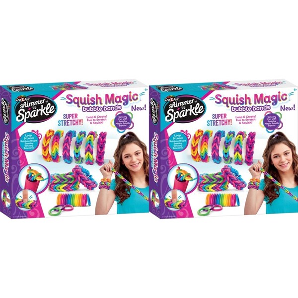 2x Shimmer 'n Sparkle Kids/Children Squish Magic Bubble Rubber Bands Kit 8y+