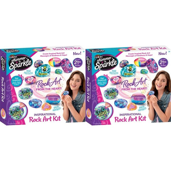 2x Shimmer 'n Sparkle Kids/Children Inspirational Rock Art DIY Craft Kit Set 8y+
