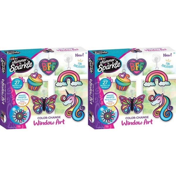 2x Shimmer 'n Sparkle Kids/Children Color Change Window Art DIY Kit 8y+