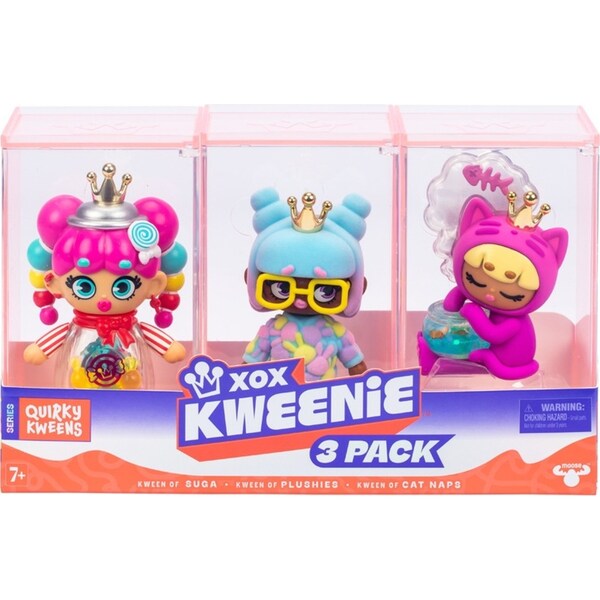 3pc XOX Kweenie Kids/Children Quirky Figurine Fun Toy Collectible Set 7y+